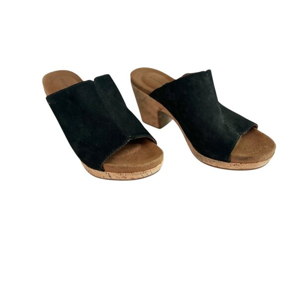 Rockport CH6142 Women's Sz 7 Black Leather Slip-On Block Heel Slide Sandal New - Picture 2 of 7